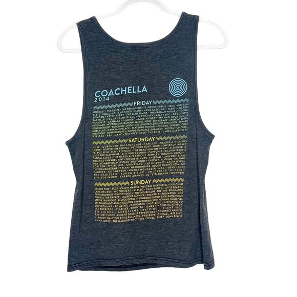 COACHELLA 2014 Tank Top Festival Band Music Graphic Tee Lineup Print Gray Size S - Picture 2 of 5